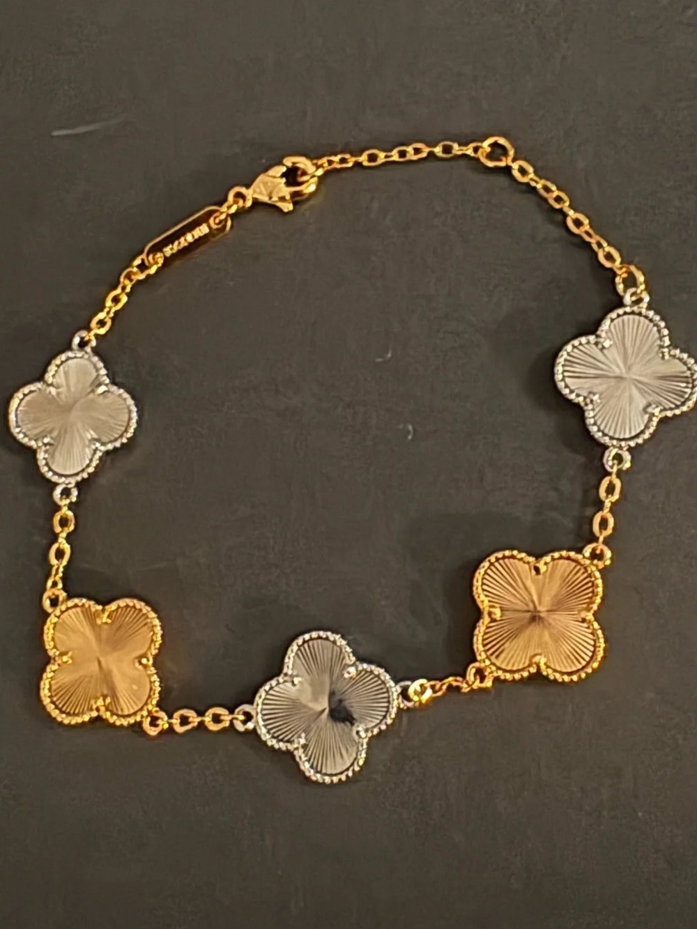 Stainless Steel Gold Silver Two Tone Clover Chain Bracelet Adjustable up to 8”